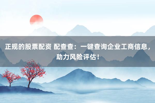 正规的股票配资 配查查：一键查询企业工商信息，助力风险评估！