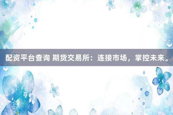 配资平台查询 期货交易所：连接市场，掌控未来。
