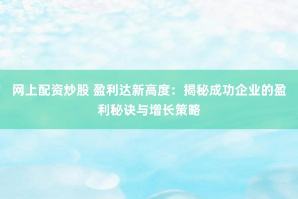 网上配资炒股 盈利达新高度：揭秘成功企业的盈利秘诀与增长策略