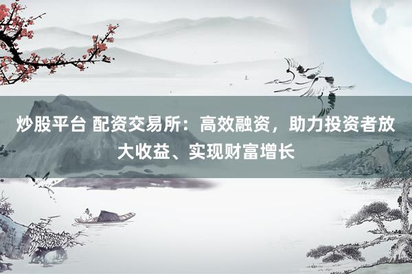 炒股平台 配资交易所：高效融资，助力投资者放大收益、实现财富增长