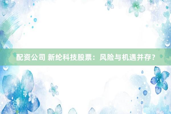 配资公司 新纶科技股票：风险与机遇并存？
