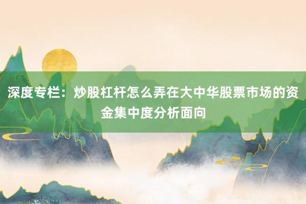 深度专栏：炒股杠杆怎么弄在大中华股票市场的资金集中度分析面向