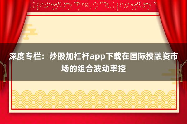 深度专栏：炒股加杠杆app下载在国际投融资市场的组合波动率控