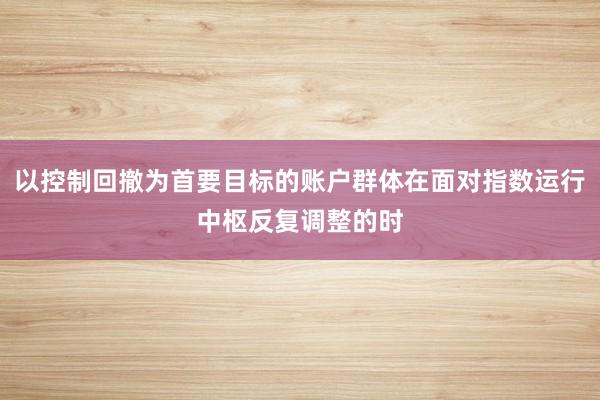 以控制回撤为首要目标的账户群体在面对指数运行中枢反复调整的时