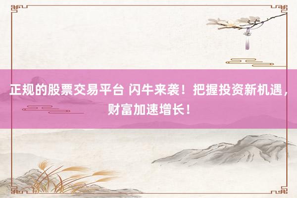 正规的股票交易平台 闪牛来袭！把握投资新机遇，财富加速增长！