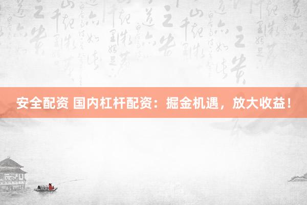 安全配资 国内杠杆配资：掘金机遇，放大收益！