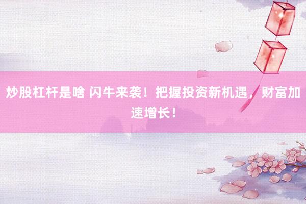 炒股杠杆是啥 闪牛来袭！把握投资新机遇，财富加速增长！
