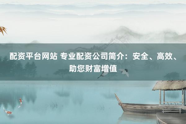 配资平台网站 专业配资公司简介：安全、高效、助您财富增值