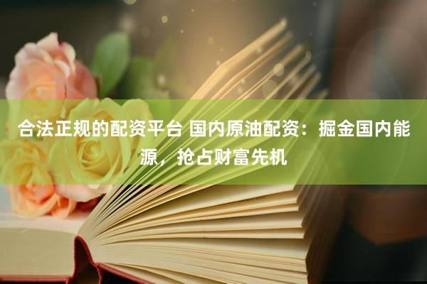 合法正规的配资平台 国内原油配资：掘金国内能源，抢占财富先机